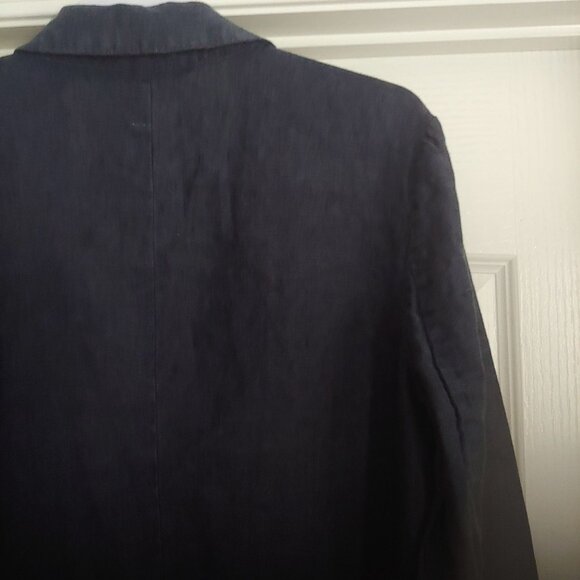 Garnet Hill Linen Career Business Travel Resort Nautical Coastal Button Blazer M - Picture 8 of 15